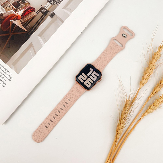 Pasek Silikonowy do Apple Watch 1/2/3/4/5/6/7/8/9/10/11/SE 38/40/41/42mm, Leopard, Różowy