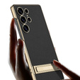 Etui do Samsung Galaxy S25 Ultra, Electro Frame Leather, z podstawką, czarne