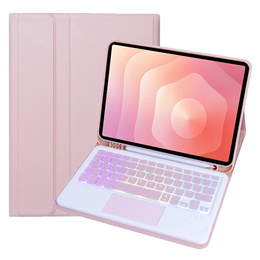 Etui z podświetlaną klawiaturą Bluetooth i touchpadem do Samsung Galaxy Tab S11 – różowe