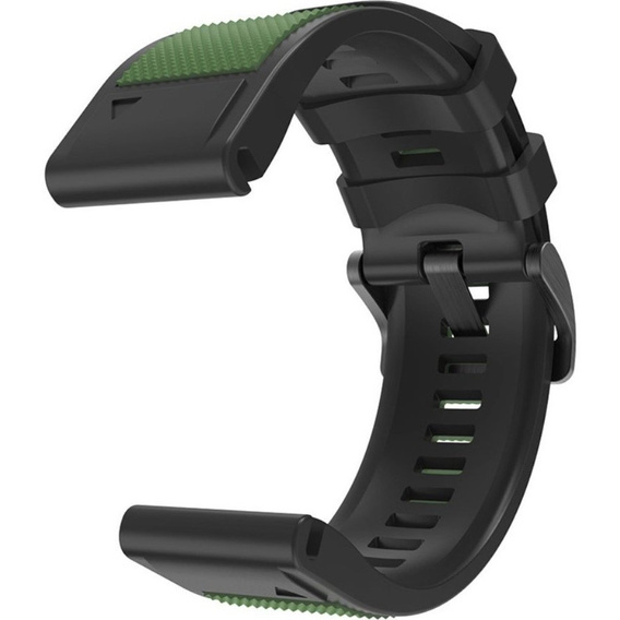 Pasek Silikonowy do Garmin Fenix 5X/6X/7X, Zielony / Czarny