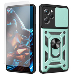 Zestaw Etui pancerne do Xiaomi Poco X5 Pro 5G, Nox Camera Slide, zielone + Szklo