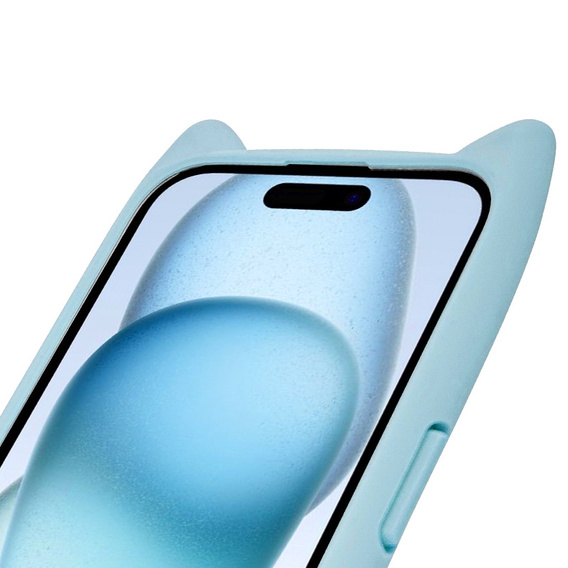 Etui do iPhone 15, do MagSafe, Cute Cat, niebieskie + Szkło na ekran