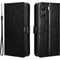 Etui z klapką do Xiaomi Redmi 13C / Poco C65, Crazy Horse Wallet, czarne