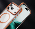 Etui pancerne do iPhone 17 Pro Max, do MagSafe, przezroczyste z pomarańczową ramką