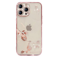 Etui do iPhone 15 Pro Max, Glitter Flower, różowe rose gold