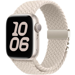 Pleciony Pasek Nylonowy z Klamrą do Apple Watch 1/2/3/4/5/6/7/8/9/10/11/SE 38/40/41/42mm – Beżowy