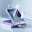 Etui Ring Holder do Samsung Galaxy Z Flip7 5G, ze szkłem na ekran zewnętrzny, fioletowe