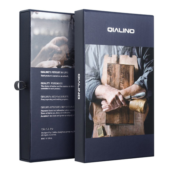 Etui z klapką QIALINO do iPhone 17 Pro, skórzane, brązowe
