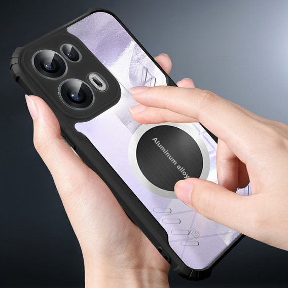 Etui do Oppo Reno 13 Pro, z blaszką magnetyczne, przezroczyste / czarne