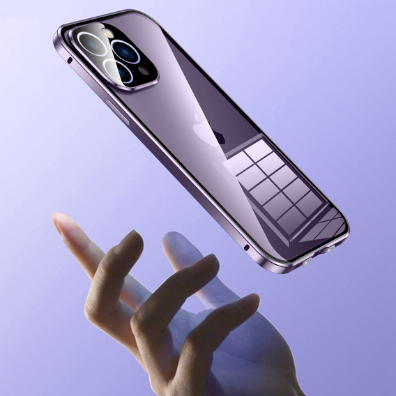 Etui do iPhone 14 Pro, Magnetic Dual Glass, fioletowe