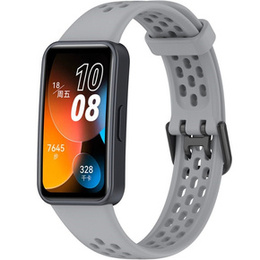 Pasek Silikonowy do Huawei Band 8 / Huawei Band 9 / Huawei Band 10, z dziurkami, Szary