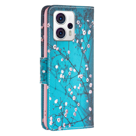 Etui z klapką do Motorola Moto G53 5G / G23 / G13, Wallet, Sakura niebieskie