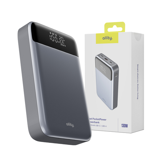 Allity Power Bank do laptopa APB-200 PD QC 130W 19200mAh - szary