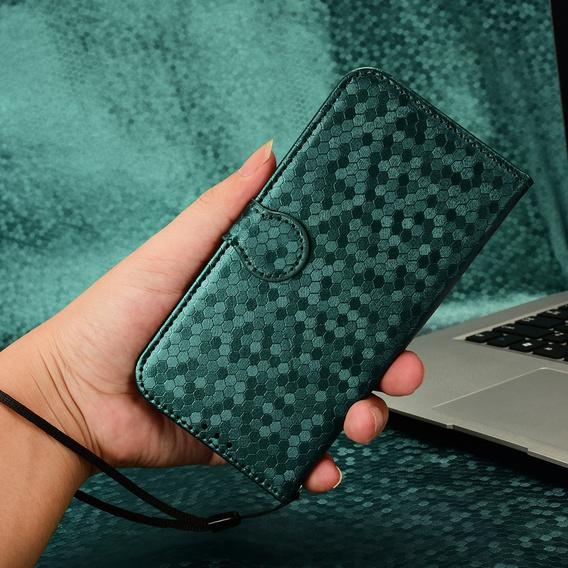 Etui z klapką do Oppo Reno 12FS / 12F, Wallet Rhombus, zielone