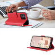 Etui z klapką do iPhone 16 Pro Max, Rhombus Crossbody Leather, czerwone