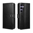 Etui z klapką do Samsung Galaxy S25 FE, Crazy Horse Wallet, czarne