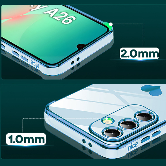Etui do Samsung Galaxy A26 5G, Electro heart, niebieskie + Szkło 9H