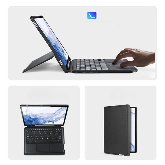 Etui z klawiaturą do Samsung Galaxy Tab S8 Plus, S7+, S7 FE, Dux Ducis DK series, czarne