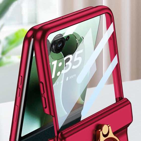 Etui GKK z podstawką i ochroną zawiasu do Motorola Razr 60 Ultra 5G – czerwone