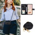 Etui z klapką do Xiaomi Redmi Note 13 Pro 4G / Xiaomi Redmi Note 14S / Xiaomi Poco M6 Pro 4G, Rhombus Crossbody Leather, czarne