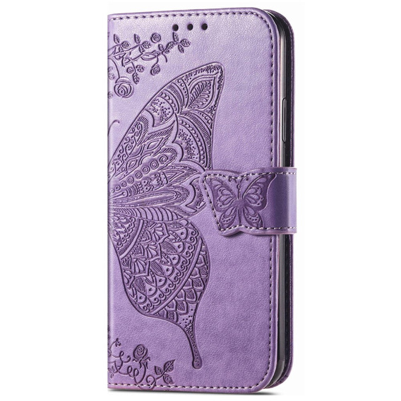 Etui z klapką do Motorola Edge 40 Neo, Butterfly, fioletowe