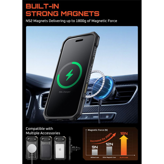 Etui Supcase do iPhone Air, Unicorn Beetle Grip Mag, Black