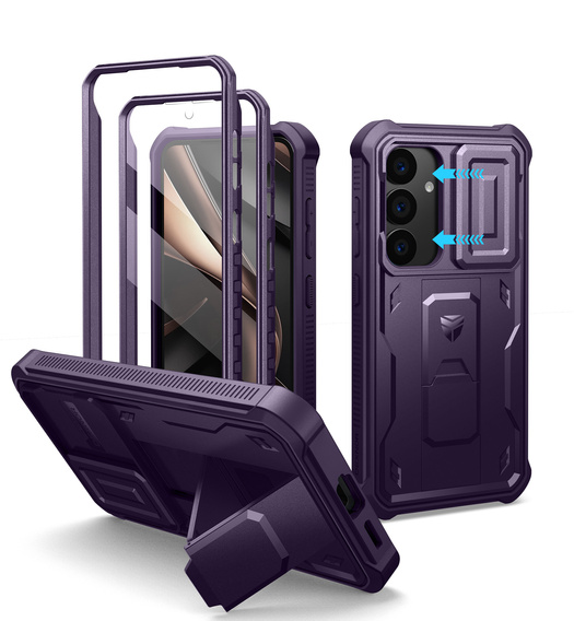Etui pancerne do Samsung Galaxy S25, Dexnor Full Body (Two Frames), fioletowe