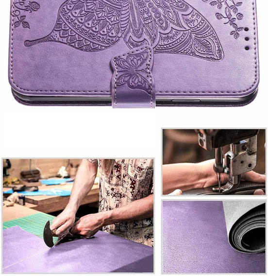 Etui z klapką do Motorola Edge 50 Fusion 5G, Butterfly, fioletowe