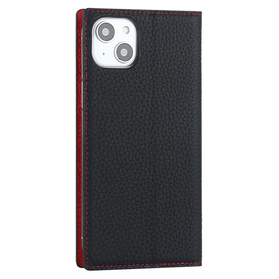 Etui z klapką do iPhone 15, Litchi Skin Grain, czarne