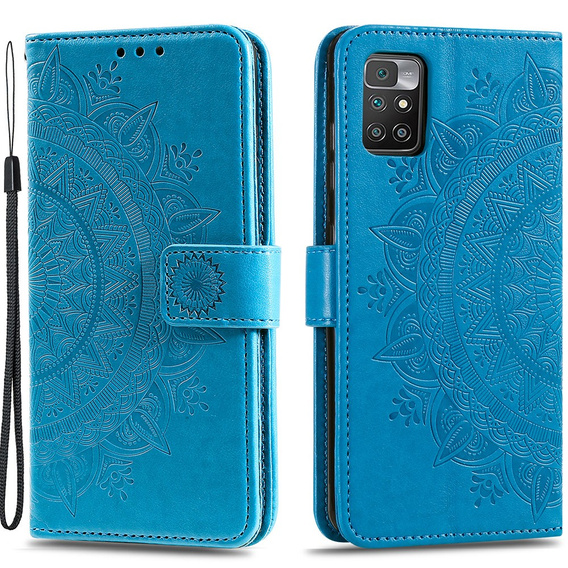 Etui z klapką do Xiaomi Redmi 10, Mandala, niebieskie