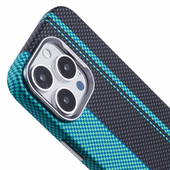Etui do iPhone 16 Pro Max, Carbon Fiber MagSafe, czarne / niebieskie