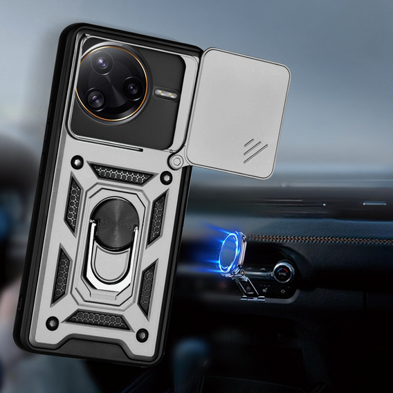 Etui pancerne do Xiaomi Poco F7 Ultra, CamShield Slide, srebrne