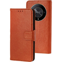 Etui z klapką do Honor Magic 6 Lite 5G, Split Leather, pomarańczowe