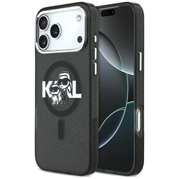 Etui Karl Lagerfeld do iPhone 17 Pro Max, IML Glitter Karl & Choupette Sketch Logo MagSafe, przezroczyste