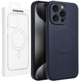 Etui do MagSafe ERBORD Silicone Mag Cover do iPhone 15 Pro, tytanowe niebieskie