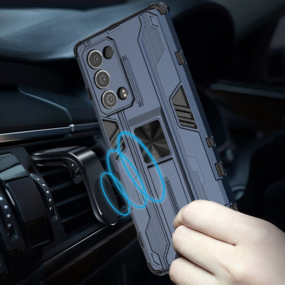 Etui do Oppo Reno6 Pro+ 5G, Military kickstand, niebieskie