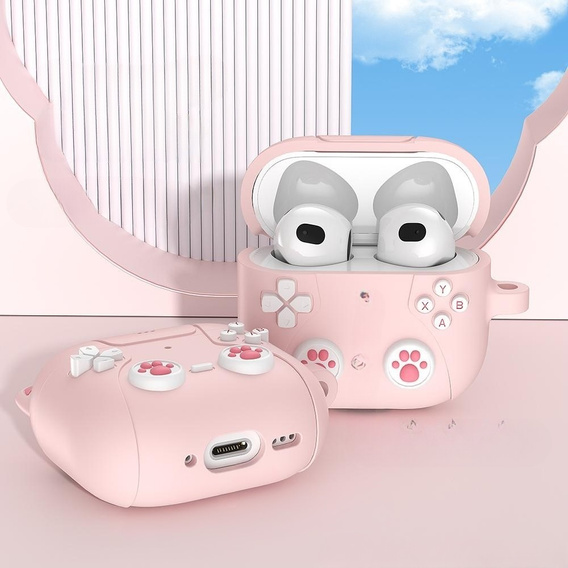 Etui pancerne na Słuchawki Apple Airpods 4, Konsola Kot, różowe