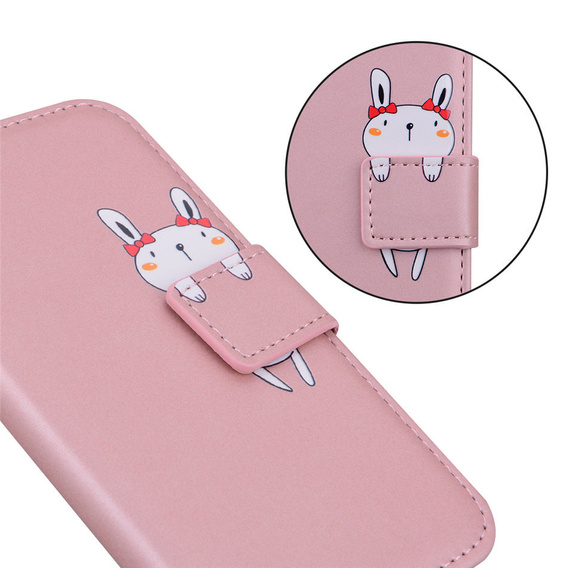 Etui z klapką do Motorola Moto G22, Wallet Bunny, różowe
