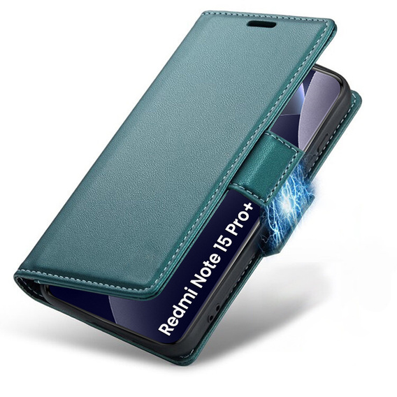 Etui do Xiaomi Redmi Note 15 Pro Plus 5G / Poco M8 Pro 5G, ERBORD Glossy Litchi, portfel z klapką, zielone