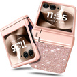 Etui do Motorola Razr 60 Ultra – Glitter PC Case ze szkłem i podstawką - różowe rose gold