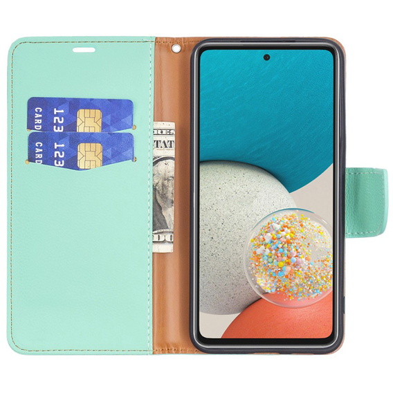 Etui Litchi Wallet with Strap do Samsung Galaxy A53 5G, Green