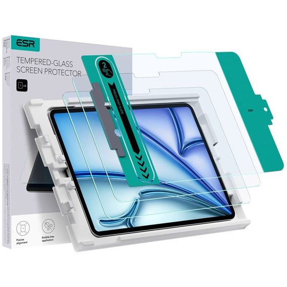 Szkło Hartowane ESR do iPad Air 11" 2025/2024 (7/6 gen.), z ramką do montażu (2 sztuki)