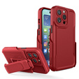 Pancerne Etui Belt Clip do iPhone 13 Pro Max, z klipsem, czerwone