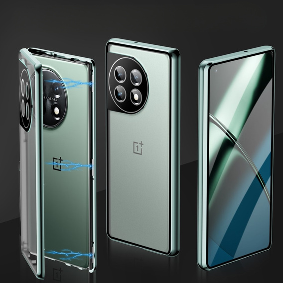 Etui do OnePlus 11 5G, Magnetic Dual Glass, zielone