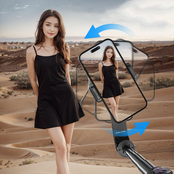 Blavec Selfie Stick Aluminium Fusion P07 z MagSafe, statywem, pilotem i 2 lampami – 1,4 metra