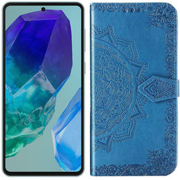 Etui z klapką do Samsung Galaxy M55 5G, Mandala, niebieskie
