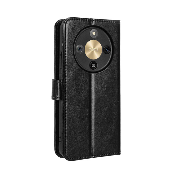 Etui z klapką do Honor Magic 8 Lite, Crazy Horse Wallet, czarne