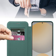 Etui z klapką do Samsung Galaxy S24 FE, RFID Wallet MagSafe z ochroną aparatu, zielone