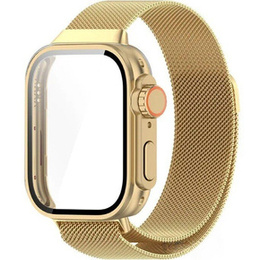 Bransoleta Milanese + 2w1 Etui + Szkło Hartowane do Huawei Watch Fit 3, Złota