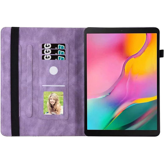 Etui do Samsung Galaxy Tab S10 Lite / S10 FE / S9 FE, Wallet Pen Slot, butterflies, Fioletowe